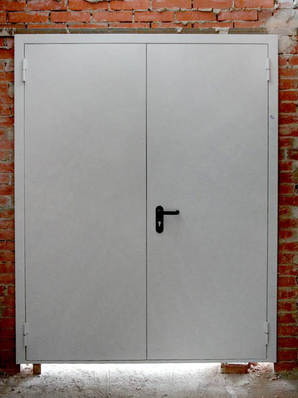Белая двупольная противопожарная дверь